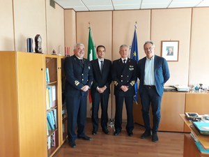 ISPRA President Stefano Laporta and the DG Alessandro Bratti meeting with General  Commander of the Coast Guard Giovanni Pettorino 
