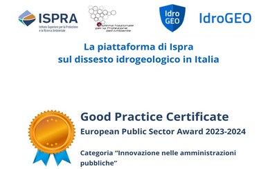 IdroGEO of ISPRA receives the Good Practice Certificate at EPSA - European Public Sector Award 2023-2024