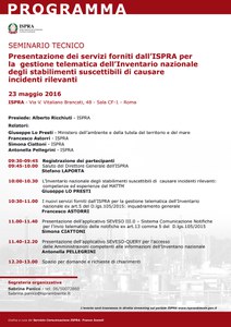Presentazione dei servizi forniti dall’ISPRA per la  gestione telematica dell’Inventario nazionale degli stabilimenti suscettibili di causare incidenti rilevanti