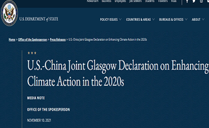Dichiarazione congiunta USA-Cina a Glasgow sul rafforzamento dell'azione per il clima nel decennio dal 2020