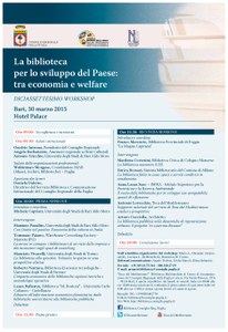 “La biblioteca per lo sviluppo del Paese: tra economia e welfare” – XVII Workshop di Teca del Mediterraneo 
