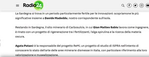 Le miniere dismesse in Italia: Radio24 intervista la responsabile del Progetto ReMI