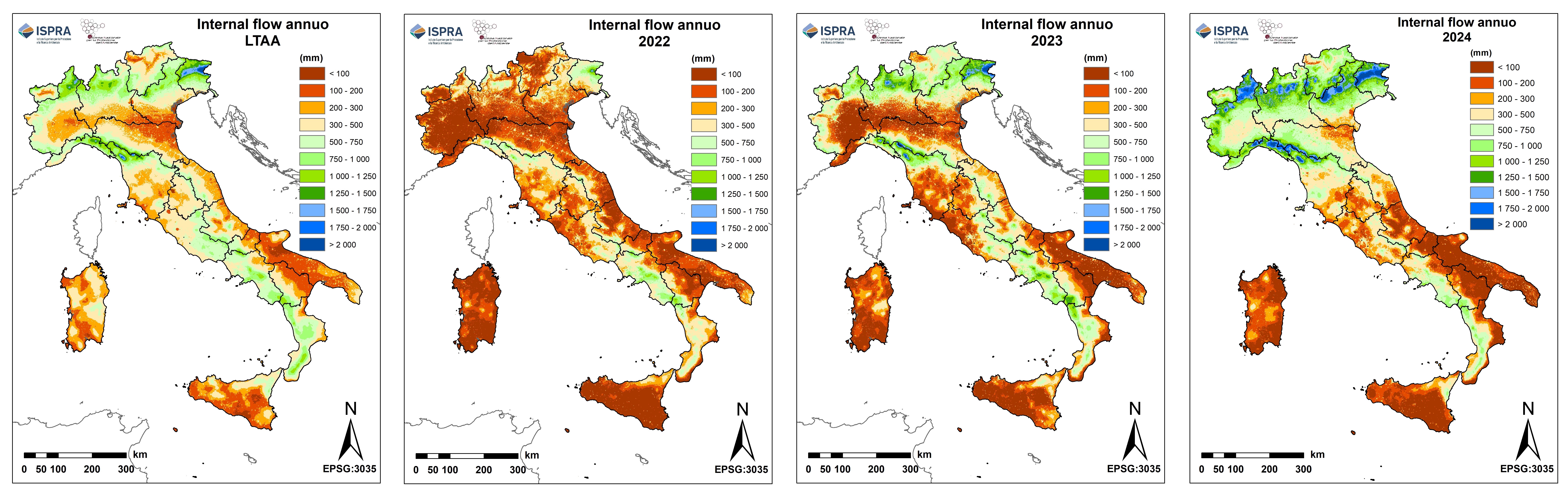 LTAA internal flow vs 2022, 2023 e 2024